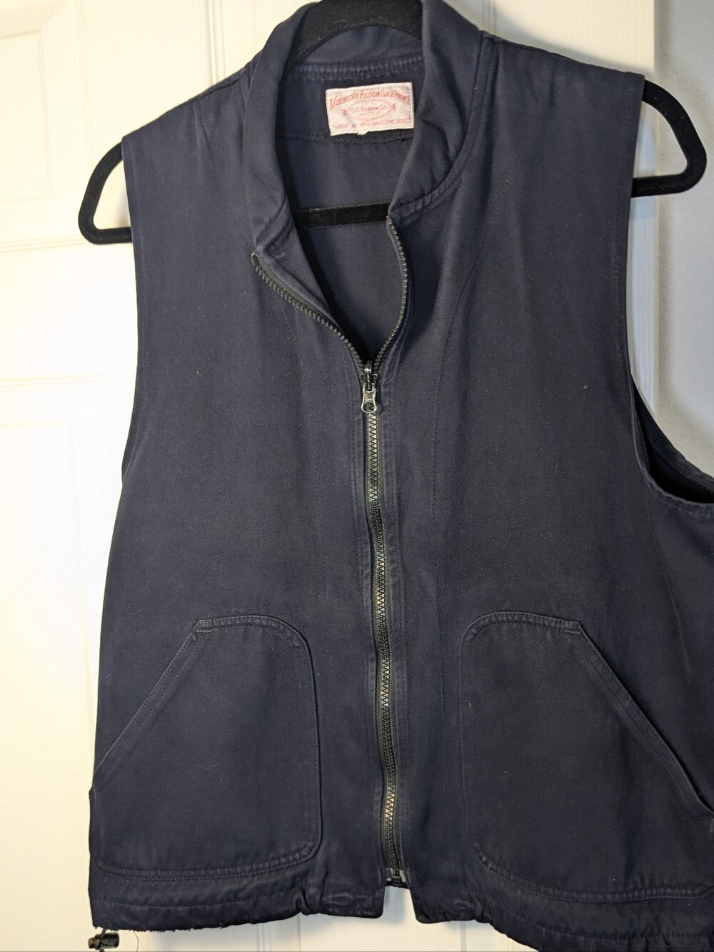 Vintage Filson C.C.1960's - Early 1970's Navy Cotton Canvas Zip Utility Vest Men